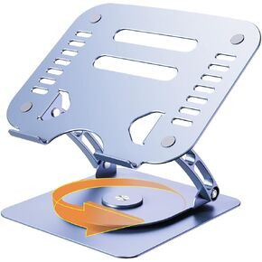 Adjustable Laptop Stand with 360 Rotating Base, Ergonomic Aluminum Alloy Laptop Riser,Dual Rotary Shaft Fully Foldable for Easy Storage,Compatible with Laptops and Tablets