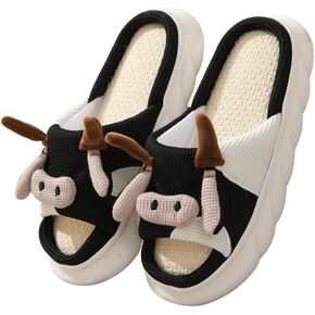 Women Slippers Cute Animal Pig Slippers Soft Cosy Four Seasons Home Linen Slippers