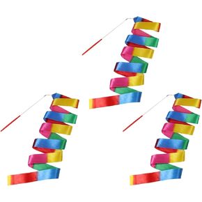 3 Pcs Dance Ribbons 78.7 Inch Gymnastics Ribbon for Twirling Ribbon Dancer Wand for Kids Rhythmic Kids Outdoor Play Equipment