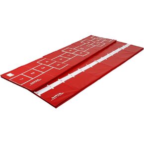 حصيرة Tumbl Trak Hopscotch، مع مربعات الحجلة على جانب واحد وخط مرقم على الجانب الآخر للقفز الطويل، عرض 3 أقدام × طول 12 قدم × ارتفاع 1-3/8 بوصة