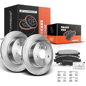A-Premium 10.55 inch (268mm) Rear Solid Disc Brake Rotors + Ceramic Pads Kit Compatible with Select Buick and Chevy Models - Encore 13-17, Cruze 11-15, Cruze Limited 16, Sonic 13-16, Trax 13-17, 6-PC