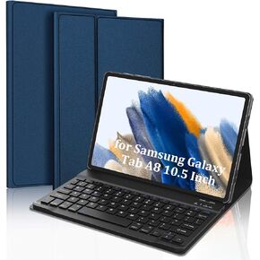 Keyboard Case for Galaxy Tab A8 10.5" 2022, Slim Smart Folio Case with Magnetic Detachable Wireless Keyboard for Samsung Galaxy Tab A8 10.5 (SM-X200/X205/X207), Soft TPU Protective Cover, Dark Blue