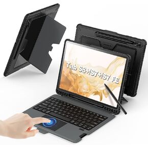 Nillkin Galaxy Tab S8 Plus Keyboard Case with Stand, for Samsung Galaxy Tab S7 Fe S7 Plus S7+ with Detachable Keyboard with Trackpad, Pencil Holder Tab S8+ 5G Tablet Keyboard case12.4 inch
