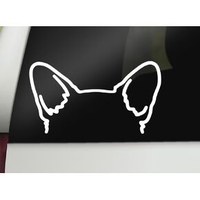 Corgi Ears Decal l Corgi Vinyl Decal | Corgi Car Decal Bumper Sticker Window Laptop Tumbler Decal | 7" x 3.8" Size White | Made in USA