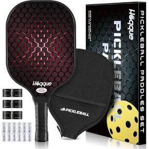 Lightweight Fiberglasses Pickleball Paddles Sets with Overgrips, Lead Tapes, Pickleball Balls