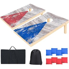 Cornhole Boards Set - Regulation Size 4x2/3x2ft Solid Wood Corn Hole Game Set with 8 Bean Bags and 2 Cornhole Boards - Perfect for Outdoor Game