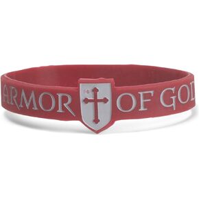Put on Full Armor Red White One Size Silicone Fashion Stretch Bracelets Set of 2