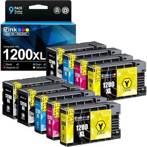 E-Z Ink Compatible Ink Cartridge Replacement for Canon PGI-1200XL PGI-1200 XL to Use with Maxify MB2720 MB2320 MB2120 MB2350 MB2050 MB2020 Printer (3 Black, 2 Cyan, 2 Magenta, 2 Yellow, 9 Pack)