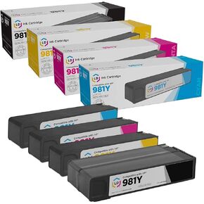 استبدال خرطوشة الحبر المعاد تصنيعها من منتجات LD لجهاز HP 981Y عالي الإنتاجية (1 أسود، 1 سماوي، 1 أرجواني، 1 أصفر، 4 عبوات) للاستخدام في PageWide Enterprise Color: 556dn، 556xh & Flow MFP 586z in Saudi Arabia