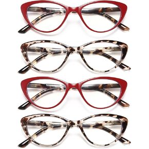 EYEURL 4-Pack Cat Eye Reading Glasses for Women- Blue Light Blocking Computer Glasses Anti-Glare Cat Eye Readers