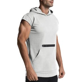 EVERWORTH Men's Workout Sleeveless Hoodies Gym Bodybuilding Tank Tops Casual Muscle Fitness Short Sleeve Shirts