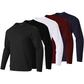 2-5 Pack Mesh Quick-Dry Long Sleeve Shirt for Man,Moisture Wicking UV Protection Workout Causal Shirt