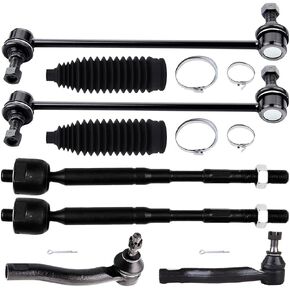 OCPTY - New 8-Piece Fit For 2003-2008 For Toyota Corolla - 2 Front Sway Bar Links 2 Front Outer Tie Rod End 2 Front Inner Tie Rod End 2 Steering Rack Boot