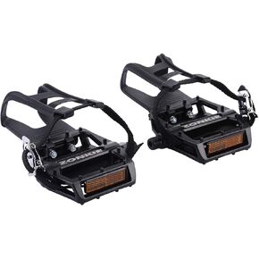 ZONKIE Bike Pedals with Clips and Straps, 9/16 Inch