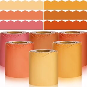 AnyDesign 196.8ft Fall Bulletin Board Borders Orange Boho Groovy Color Die-Cut Bulletin Board Stripes Rolled Colorful Bulletin Board Trim for School Classroom Office Chalkboard Decoration, 6 Rolls