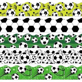 AnyDesign 69Ft Soccer Bulletin Board Borders Sport Theme Self-Adhesive Border Stickers Lawn Soccer Border Trim for Classroom Office Decor