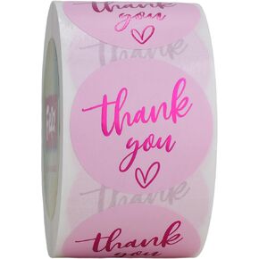 (3 Sizes-1") Pink Thank You Stickers, 1 inch Thank You Sticker Labels Roll, 500 Gold Foil Thank You Stickers Small Business, Adhensive Labels for Small Business Supplies (1 inch)