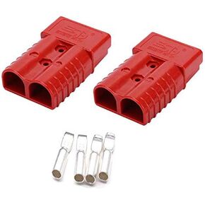 2Pcs Gray Battery Quick Connect Disconnect Electrical Plug 175A 1/0AWG for Recovery Winch or Trailer w 4 Pcs Terminal pin