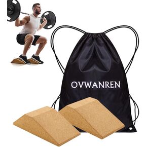 2pack Cork Squat Wedge Block Non Slip Professional Squat Ramp,Squat Platform for Heel Elevated Squats and Calf Raises,Slant Board Professional Squat Ramp