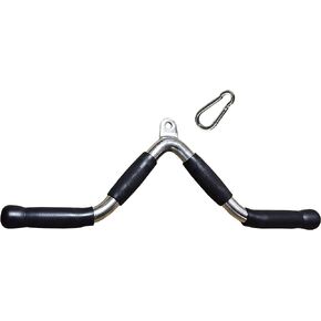 Lat Bar Cable Machine Attachment Curl Pulldown Bar Barbell Revolving Bar, Multi-Exerciser Cable Attachment Bar, Solid Steel Tricep Press Down Bar with Rubber Handgrips & Revolving Hanger 22 Inch