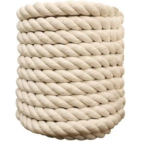 1/2 Inch x 100 Feet Natural Twisted Cotton Rope Strong Thick Soft Rope for Sports, Decor Crafts, Macrame,Camping, Wedding Ropes