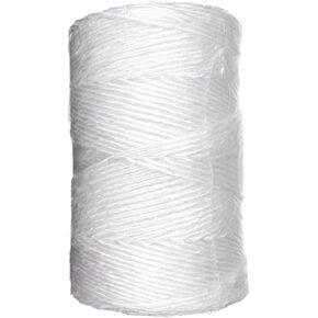 White Poly Twine - 1 Ply x 1,000 Feet Tube - Resists Unraveling and Fraying - Hand Tying