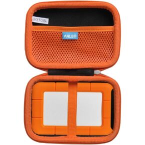 Hard Travel Case for LaCie Rugged Mini 2TB/ 1TB/ 3TB/ 4TB/ 5TB External Hard Drive Portable (Black+Inner Orange)