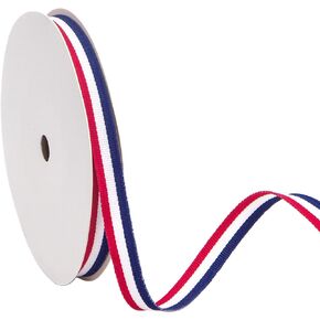 Ribbli Red/White/Blue Striped Grosgrain Ribbon,3/8-Inch x10-Yard,Use for Gift Wrapping,Party Decoration,All Crafting and Sewing