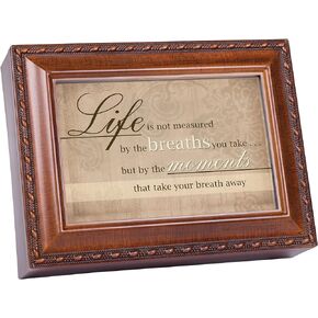 Cottage Garden Life is Woodgrain Rope Trim Music Box Plays Edelweiss