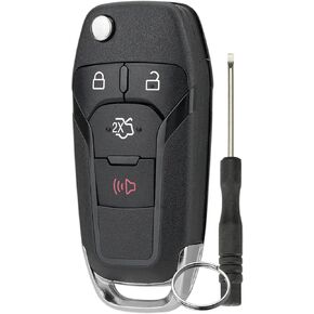4 Button Car Remote Control Key for Ford Transit 2019 2020 2021 Ford Transit Connect 2019-2023 Flip Keyless Entry Remote Key ( N5F-A08TAA 164R8236 164R8281) with Keyring and Screwdriver