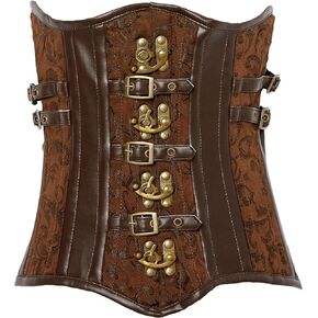 Daisy corsets Womens Top Drawer Curvy Brown Brocade Steampunk Steel Double Boned Under Bust Corset