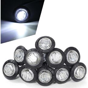 UGSHY 10 PCS Truck Side Light, Round LED Clearence Light, 12V Trailer Side Marker Lights, Taillight Brake Stop Lamp, for Truck Car Bus Trailer Van Caravan Boat (Red & Yellow)