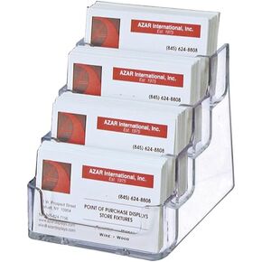 Azar Displays 252004 4 Tier Pocket Business Card Holder, Durable Clear Acrylic Business Card Holder for Desk - Minimalist Plastic Card Display Holder, Inside Dimensions: 3.625" W x 0.75" D, 10-Pack