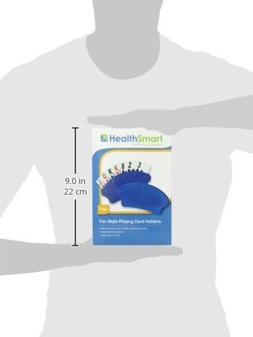 Healthsmart 640-9010-0000 - حامل بطاقات لعب طاولة المروحة، لعبة البوكر، رومي، بينوكل، يحمل 15 بطاقة، زوج واحد، أزرق in Kuwait
