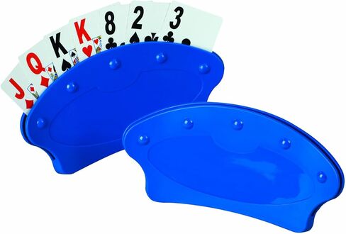 Healthsmart 640-9010-0000 - حامل بطاقات لعب طاولة المروحة، لعبة البوكر، رومي، بينوكل، يحمل 15 بطاقة، زوج واحد، أزرق in Kuwait