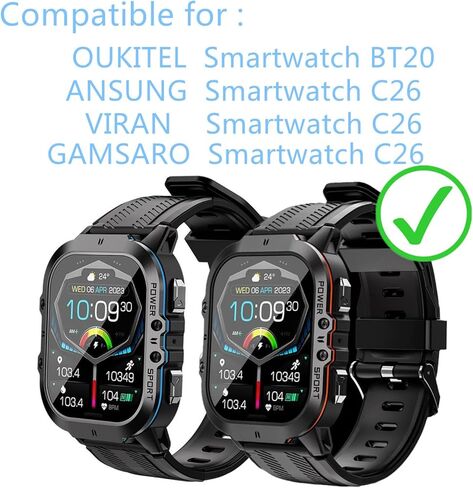 واقي شاشة متوافق مع ساعة OUKITEL BT20 العسكرية الذكية (6 عبوات) تغطية كاملة HD PET فيلم متوافق مع ANSUNG C26 1.96 بوصة ساعة ذكية in Kuwait