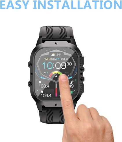 واقي شاشة متوافق مع ساعة OUKITEL BT20 العسكرية الذكية (6 عبوات) تغطية كاملة HD PET فيلم متوافق مع ANSUNG C26 1.96 بوصة ساعة ذكية in Kuwait
