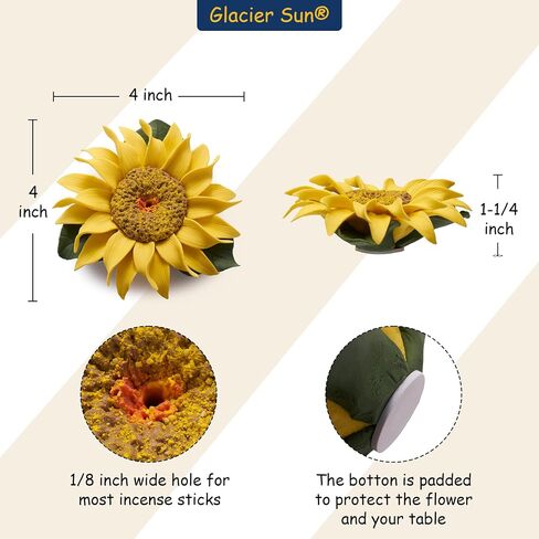 Handmade Sunflower Incense Holder for Sticks, Ceramic Flower Incense Sticks Burner, Decorative Sunflower to Light up The Space in Saudi Arabia