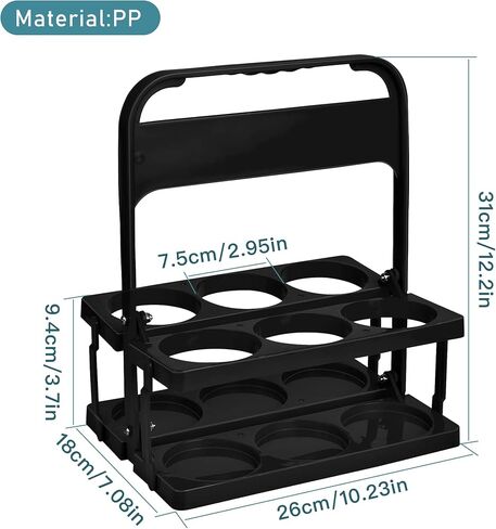 Plastic Portable Cup Holder, Foldable Cup Holder with Handle, 6-Holes Drink Carrier Foldable, Great for Eats Doordash Uber Car Drivers(Black) in Kuwait