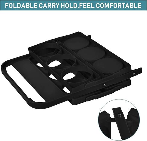 Plastic Portable Cup Holder, Foldable Cup Holder with Handle, 6-Holes Drink Carrier Foldable, Great for Eats Doordash Uber Car Drivers(Black) in Kuwait