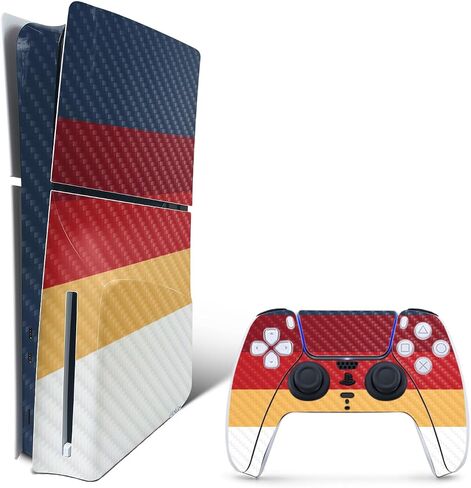 MightySkins Carbon Fiber Skin for PS5 PlayStation 5 Slim Disc Edition Bundle - Black Gator Skin Protective, Durable Textured Carbon Fiber Finish Easy to Apply and Change Styles Made in The USA in Kuwait