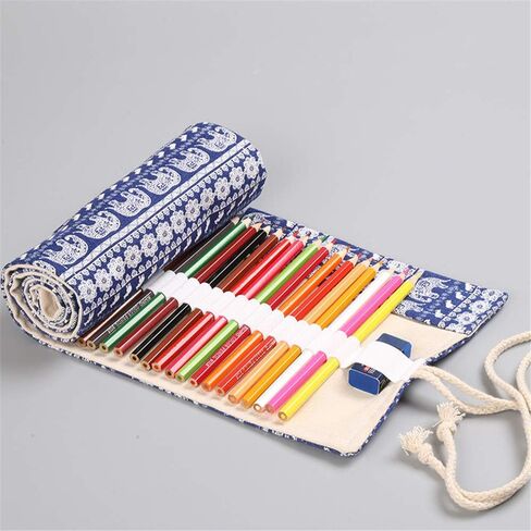 36/48/72 Slots Colored Pencil Wrap Pencils Roll Holder Coloring Pencils Organizer Holder Colored Pen Paint Brush Storage Pouch Portable for Artist Student (Natural color, 72 Slots) in Kuwait