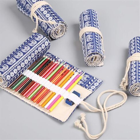 36/48/72 Slots Colored Pencil Wrap Pencils Roll Holder Coloring Pencils Organizer Holder Colored Pen Paint Brush Storage Pouch Portable for Artist Student (Natural color, 72 Slots) in Kuwait