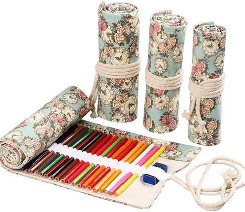 36/48/72 Slots Colored Pencil Wrap Pencils Roll Holder Coloring Pencils Organizer Holder Colored Pen Paint Brush Storage Pouch Portable for Artist Student (Natural color, 72 Slots) in Kuwait