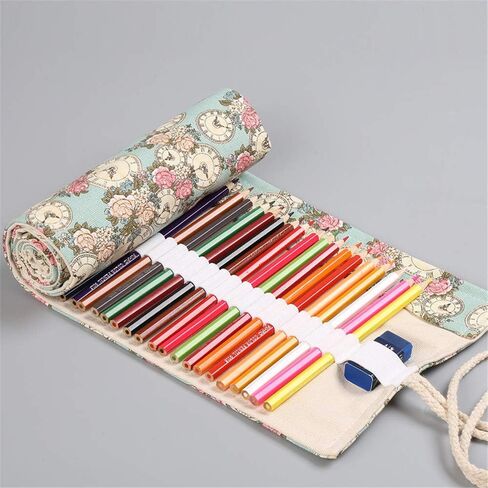 36/48/72 Slots Colored Pencil Wrap Pencils Roll Holder Coloring Pencils Organizer Holder Colored Pen Paint Brush Storage Pouch Portable for Artist Student (Natural color, 72 Slots) in Kuwait