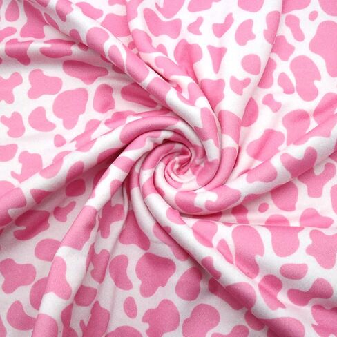 David accessories Double Brushed Poly Knit Fabric Fruit Cow Pattern Printing Fabric 4 Way Stretch Spandex Knitting Fabric DBP Fabric by The Yard for Clothes Dress (Cow Pattern) in Saudi Arabia