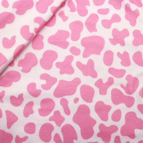 David accessories Double Brushed Poly Knit Fabric Fruit Cow Pattern Printing Fabric 4 Way Stretch Spandex Knitting Fabric DBP Fabric by The Yard for Clothes Dress (Cow Pattern) in Saudi Arabia