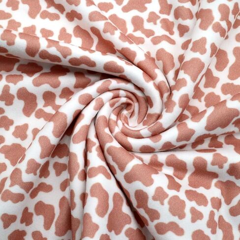 David accessories Double Brushed Poly Knit Fabric Fruit Cow Pattern Printing Fabric 4 Way Stretch Spandex Knitting Fabric DBP Fabric by The Yard for Clothes Dress (Cow Pattern) in Saudi Arabia