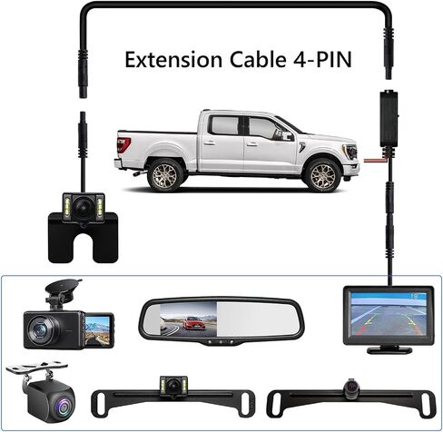 4 Pin Backup Camera Extension Cable 4P Dash Cam Rear View Camera Extension Cord, Mirror Dashcam Rear Camera Extension Cable, Reverse Camera Extension Wire (4Pin-10Ft) in Saudi Arabia