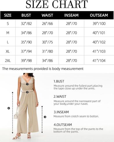 Tanou Women's V Neck Jumpsuits Dressy Casual One Piece Rompers Sleeveless Wide Leg Long Pants Outfits with Pockets in Saudi Arabia